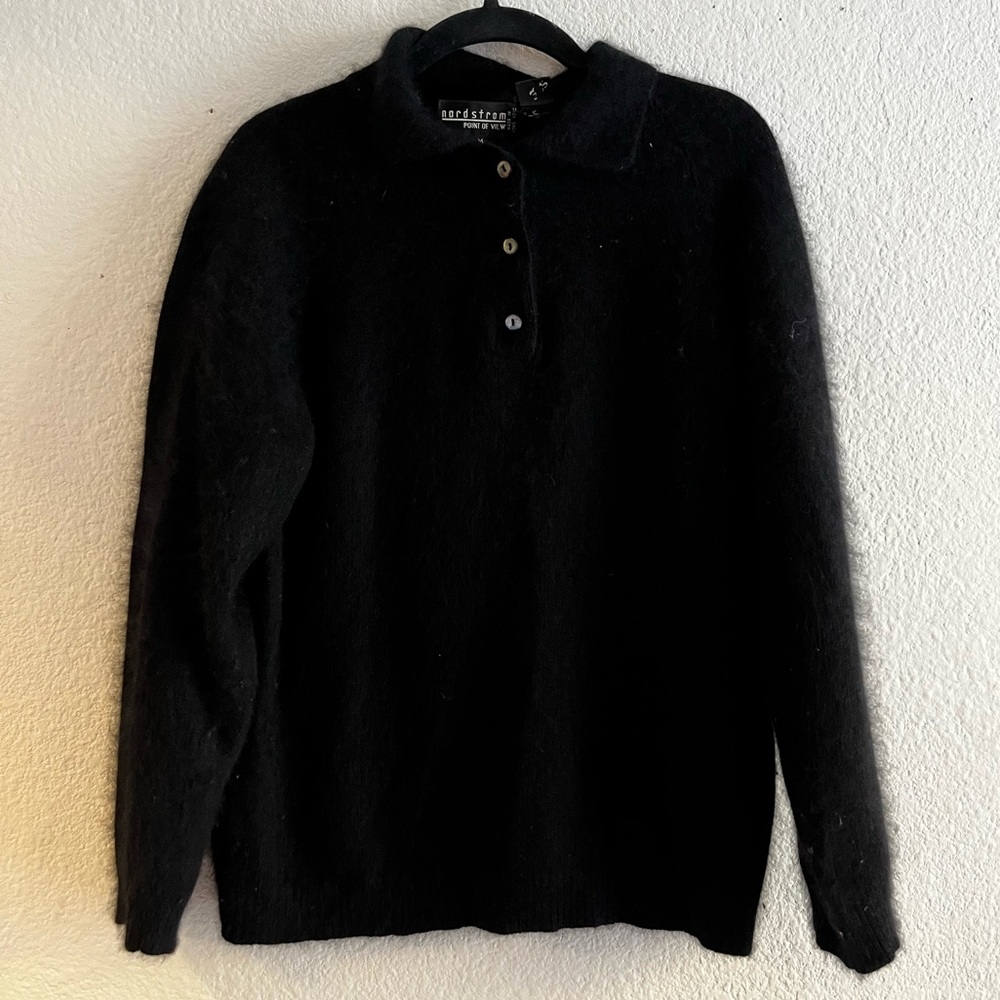 Vintage Nordstrom | Black Argyle Sweater with Collar